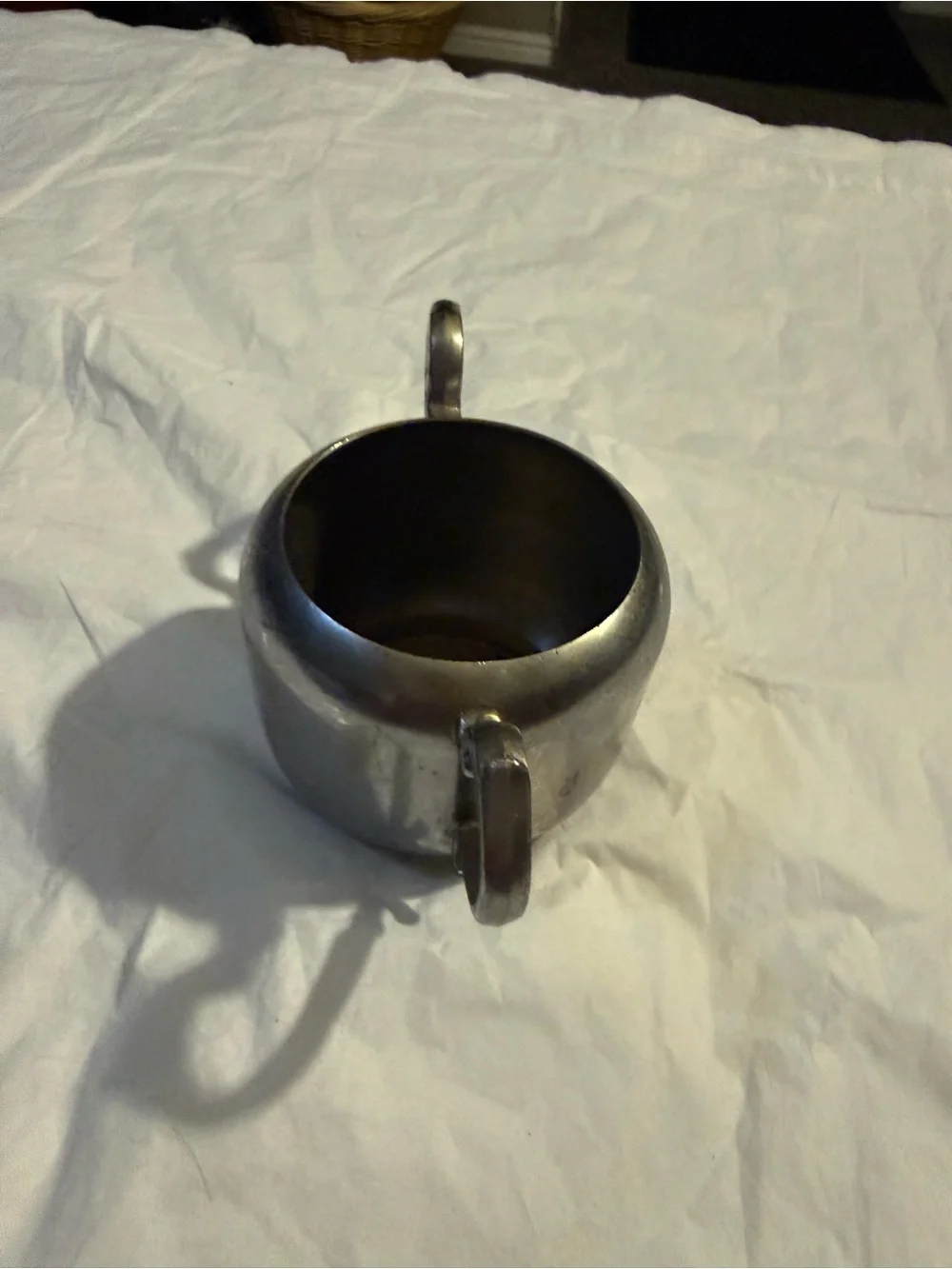 Vintage Double-Handled Sugar Bowl - Silver Tone